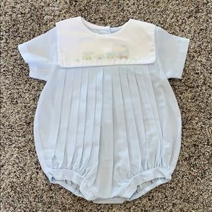 *Petit Ami Embroidered Pleated Bubble Baby Boy*